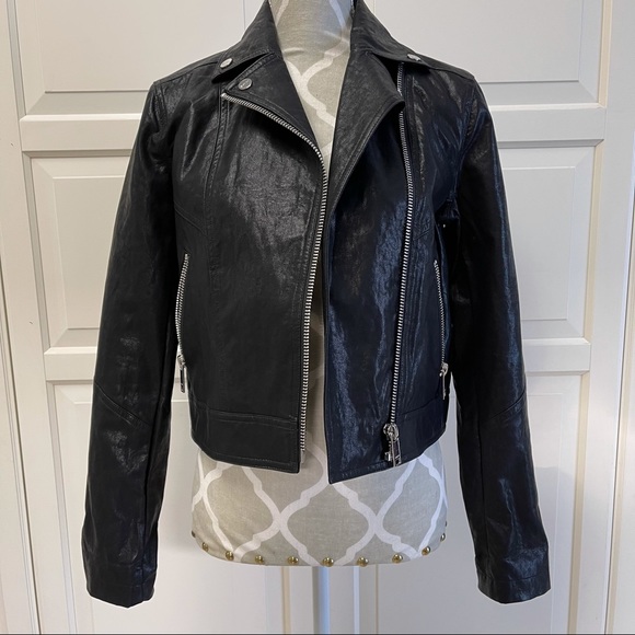 DKNY Faux-Leather Moto Jacket - Picture 2 of 8